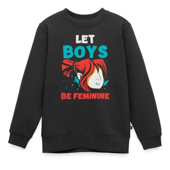 Let Boys Be Feminine - Kinder Premium Organic Sweatshirt - Schwarz - Vorne - AI Model Kid Female (0cm)