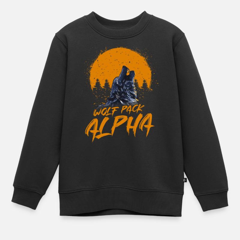 Heulender Wolf im Vollmond Wikinger Wölfe - Kinder Premium Organic Sweatshirt - Schwarz