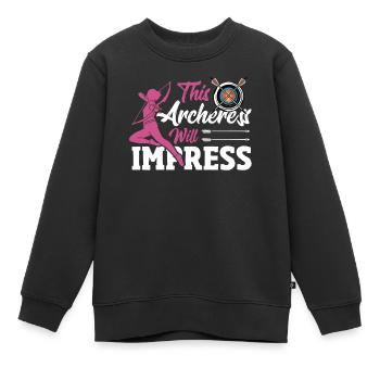 Archer Archer Tir à l’arc - Sweat Premium enfant bio - noir - Devant - AI Model Kid Female (0cm)