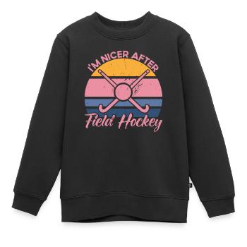 Feldhockey Feldhockey Spieler Hallen Feldhockey Ge - Kinder Premium Organic Sweatshirt - Schwarz - Vorne - AI Model Kid Female (0cm)