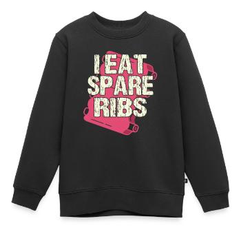 I eat spare ribs - Kinder Premium Organic Sweatshirt - Schwarz - Vorne - AI Model Kid Female (0cm)