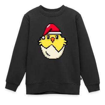 Chick Pixélisé Noël - Drôle de Noël Chick - Sweat Premium enfant bio - noir - Devant - AI Model Kid Female (0cm)