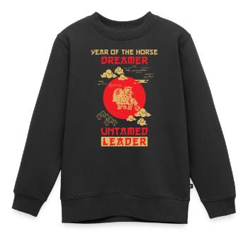 Pferd Chinesisches Tierkreiszeichen - Kinder Premium Organic Sweatshirt - Schwarz - Vorne - AI Model Kid Female (0cm)