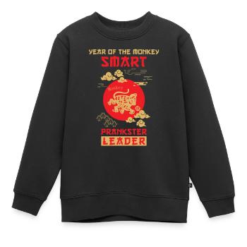 Affe Chinesisches Tierkreiszeichen - Kinder Premium Organic Sweatshirt - Schwarz - Vorne - AI Model Kid Female (0cm)