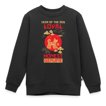 Hund Chinesisches Tierkreiszeichen - Kinder Premium Organic Sweatshirt - Schwarz - Vorne - AI Model Kid Female (0cm)