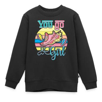 Tu vas fille drôle rétro vintage design - Sweat Premium enfant bio - noir - Devant - AI Model Kid Female (0cm)