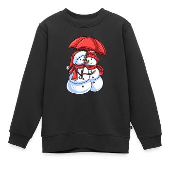 Schneemann Liebe - Kinder Premium Organic Sweatshirt - Schwarz - Vorne - AI Model Kid Female (0cm)