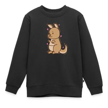 Kangourou en amour Australie Outback - Sweat Premium enfant bio - noir - Devant - AI Model Kid Female (0cm)