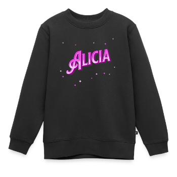 Alicia Namen personalisiert - Kinder Premium Organic Sweatshirt - Schwarz - Vorne - AI Model Kid Female (0cm)