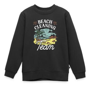 Équipe de nettoyage de plage Nettoyage de plage Plage - Sweat Premium enfant bio - noir - Devant - AI Model Kid Female (0cm)