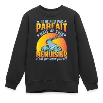 Menuisier Amusant - Sweat Premium enfant bio - noir - Devant - AI Model Kid Female (0cm)