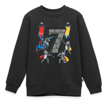 Chevaliers médiévaux Histoire médiévale - Sweat Premium enfant bio - noir - Devant - AI Model Kid Female (0cm)