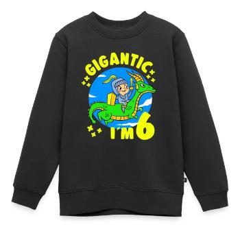 6 Years Old Birthday Knight Dragon 6th B-Day Party - Kids Premium Organic Sweatshirt - black - Front - AI Model Kid Female (0cm)