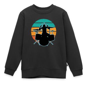 Schlagzeuger und Schlagzeug - Kinder Premium Organic Sweatshirt - Schwarz - Vorne - AI Model Kid Female (0cm)