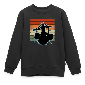 Schlagzeuger und Schlagzeug - Kinder Premium Organic Sweatshirt - Schwarz - Vorne - AI Model Kid Female (0cm)