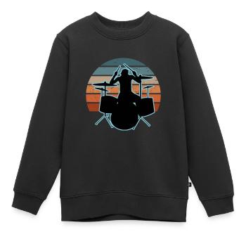 Schlagzeuger und Schlagzeug - Kinder Premium Organic Sweatshirt - Schwarz - Vorne - AI Model Kid Female (0cm)