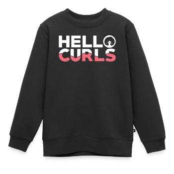 I don't care about curly hair - Kids Premium Organic Sweatshirt - black - Front - AI Model Kid Female (0cm)