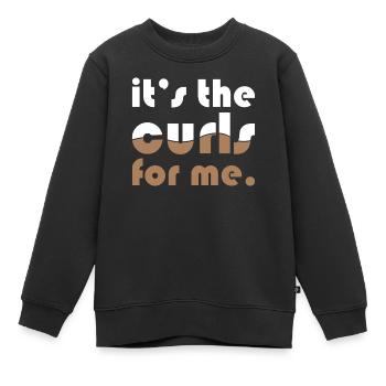 curly hair for me it's the curls - Kids Premium Organic Sweatshirt - black - Front - AI Model Kid Female (0cm)