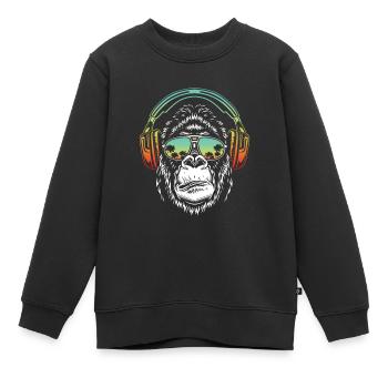 Monkey DJ mit Kopfhörer und Sonnenbrille Geschenki - Kinder Premium Organic Sweatshirt - Schwarz - Vorne - AI Model Kid Female (0cm)