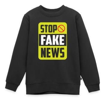 Halte aux fake news Liberté de la presse Droit de la presse - Sweat Premium enfant bio - noir - Devant - AI Model Kid Female (0cm)