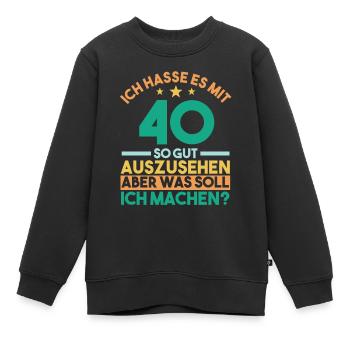 Vierzig Vierzigster 40 Jahre Geburtstag - Kinder Premium Organic Sweatshirt - Schwarz - Vorne - AI Model Kid Female (0cm)