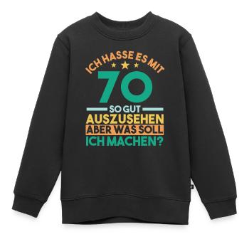 Siebzig Siebzigster 70 Jahre Geburtstag - Kinder Premium Organic Sweatshirt - Schwarz - Vorne - AI Model Kid Female (0cm)