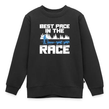 Best Pace In The Race Funny Mushing Sled Dog - Kids Premium Organic Sweatshirt - black - Front - AI Model Kid Female (0cm)
