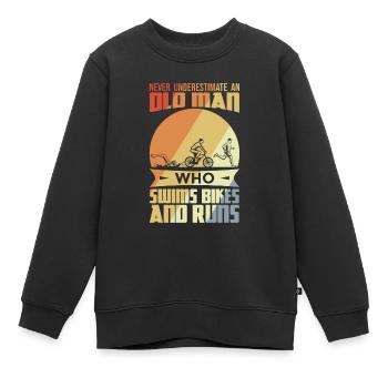 Old Triathlete - Kids Premium Organic Sweatshirt - black - Front - AI Model Kid Female (0cm)