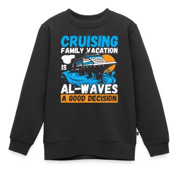 Kreuzfahrt Familienurlaub Schifffahrt Reise Urlaub - Kinder Premium Organic Sweatshirt - Schwarz - Vorne - AI Model Kid Female (0cm)