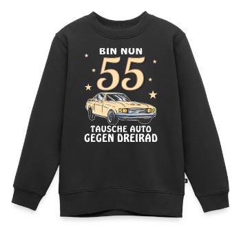 TAUSCHE AUTO GEGEN DREIRAD GEBURTSTAG 55 - Kinder Premium Organic Sweatshirt - Schwarz - Vorne - AI Model Kid Female (0cm)