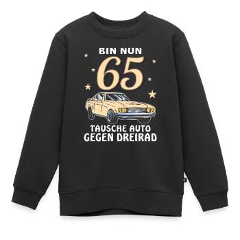 TAUSCHE AUTO GEGEN DREIRAD GEBURTSTAG 65 - Kinder Premium Organic Sweatshirt - Schwarz - Vorne - AI Model Kid Female (0cm)