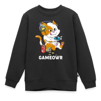 Lustiger Videospieler & Katzenliebhaber Gaming Kitty Kawaii - Kinder Premium Organic Sweatshirt - Schwarz - Vorne - AI Model Kid Female (0cm)