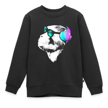 Affe DJ mit Kopfhörer und Sonnenbrille Geschenk Pa - Kinder Premium Organic Sweatshirt - Schwarz - Vorne - AI Model Kid Female (0cm)