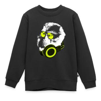 Affe DJ mit Kopfhörer und Sonnenbrille Geschenk Pa - Kinder Premium Organic Sweatshirt - Schwarz - Vorne - AI Model Kid Female (0cm)