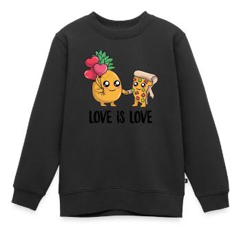 Funny Pineapple Pizza Kawaii Cute Hawaiian Pizza - Kids Premium Organic Sweatshirt - black - Front - AI Model Kid Female (0cm)