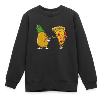 Funny No to Pineapple on Pizza Cute Pineapple - Kids Premium Organic Sweatshirt - black - Front - AI Model Kid Female (0cm)