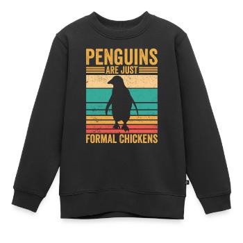 Lustige Pinguine Pinguine sind nur formale Hühner - Kinder Premium Organic Sweatshirt - Schwarz - Vorne - AI Model Kid Female (0cm)