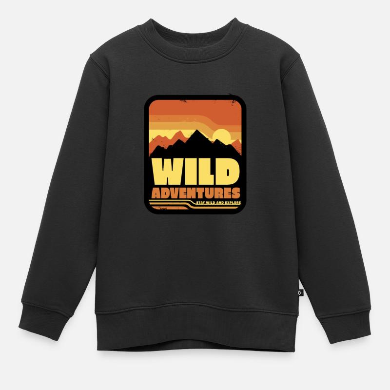 Camping Aventures Sauvage - Sweat Premium enfant bio - noir