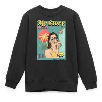Bande dessinée - Sweat Premium enfant bio - noir - Devant - AI Model Kid Female (0cm)