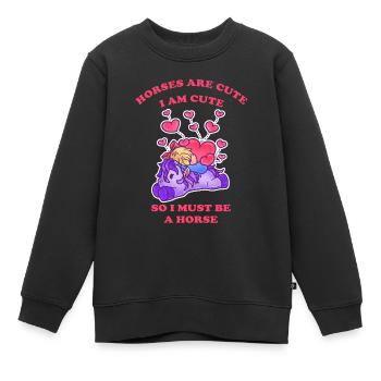 Pferde sind niedlich ich bin niedlich also bin ich - Kinder Premium Organic Sweatshirt - Schwarz - Vorne - AI Model Kid Female (0cm)