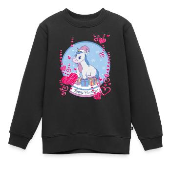 Boule à neige Licorne Joyeux Noël - Sweat Premium enfant bio - noir - Devant - AI Model Kid Female (0cm)