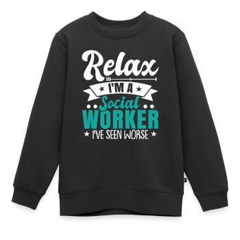 Je suis travailleur social - Sweat Premium enfant bio - noir - Devant - AI Model Kid Female (0cm)