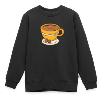 Tasse à café Cappuccino - Sweat Premium enfant bio - noir - Devant - AI Model Kid Female (0cm)
