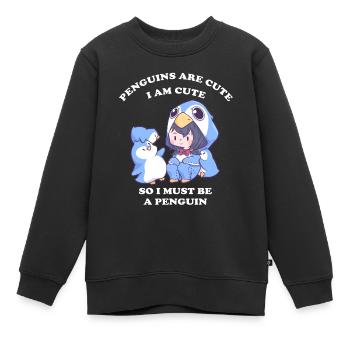 Joli costume de pingouin - Sweat Premium enfant bio - noir - Devant - AI Model Kid Female (0cm)