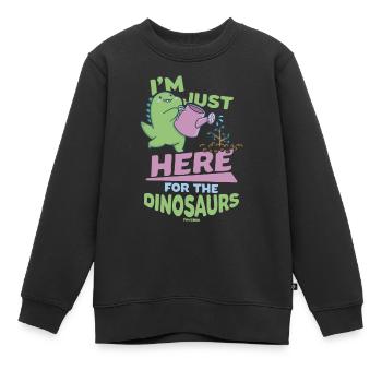 Je suis juste là pour les dinosaures - Sweat Premium enfant bio - noir - Devant - AI Model Kid Female (0cm)