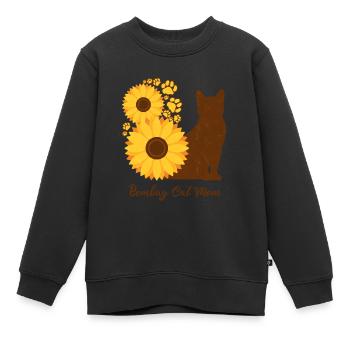 Mère Tournesol - Bombay Cat - Sweat Premium enfant bio - noir - Devant - AI Model Kid Female (0cm)