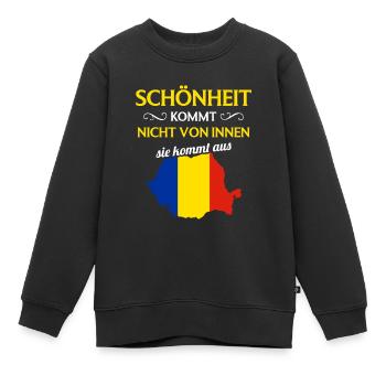 Nationalität Sportmannschaft Fan Rumänien - Kinder Premium Organic Sweatshirt - Schwarz - Vorne - AI Model Kid Female (0cm)