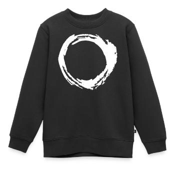 Kreis Pinselstrich Brush white - Kinder Premium Organic Sweatshirt - Schwarz - Vorne - AI Model Kid Female (0cm)
