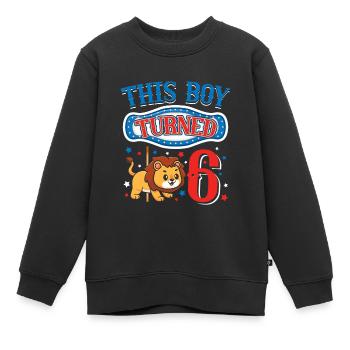 Carousel Birthday Party Lion Ce garçon a eu 6 ans - Sweat Premium enfant bio - noir - Devant - AI Model Kid Female (0cm)