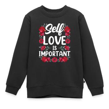 L’amour de soi est important L’amour de soi doux positif - Sweat Premium enfant bio - noir - Devant - AI Model Kid Female (0cm)